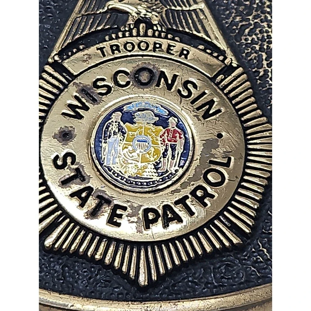 Brass Wisconsin State Patrol Wsp Highway Trooper Police Vintage Belt Buckle